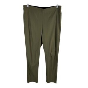 Gretchen Scott Womens Olive Green Pull On Ankle Pants V-Notch Hem Stretch Size M